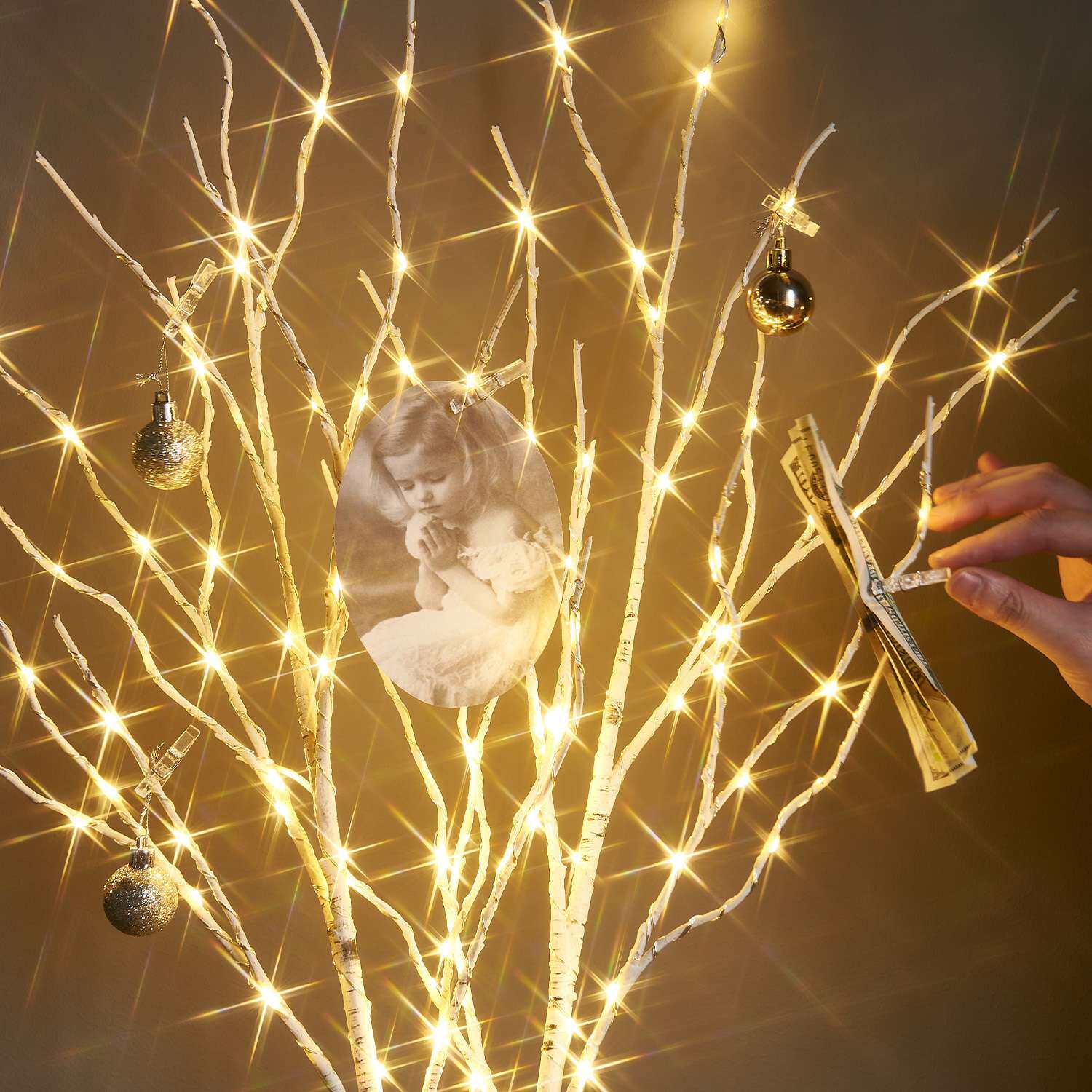 跨境LED仿真棕色柳树枝灯串卧室装饰室外发光灯家居摆件节日氛围