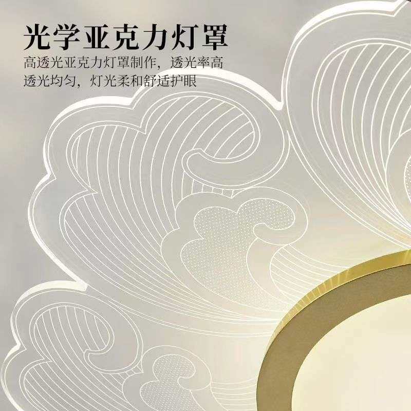 现代中式主卧室吸顶灯别墅儿童公主房间铁艺吸顶灯简约荷花吸顶灯
