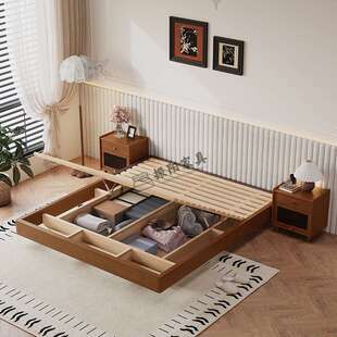 全实木床榻榻米悬浮箱体床无床头气压储物收纳小户型地台床软靠床