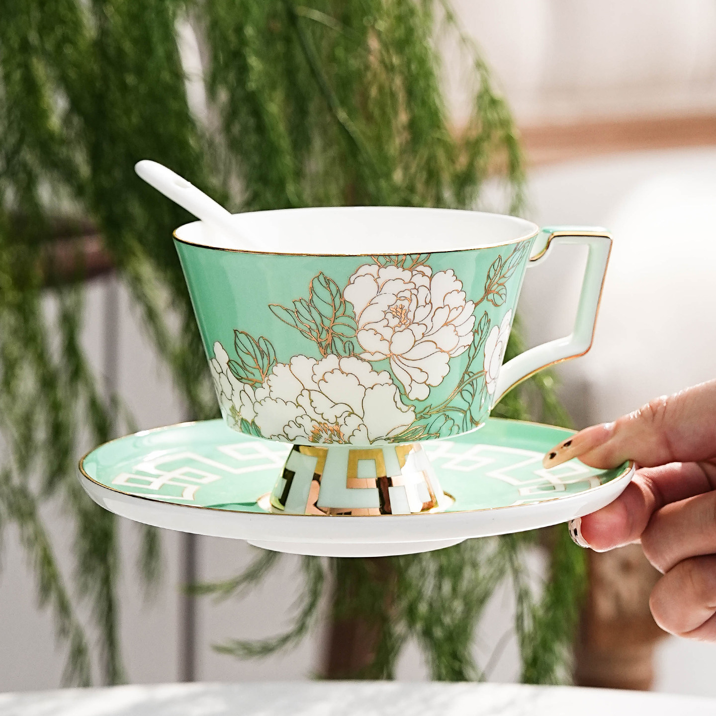 轻奢高端骨瓷花茶杯碟套装下午茶
