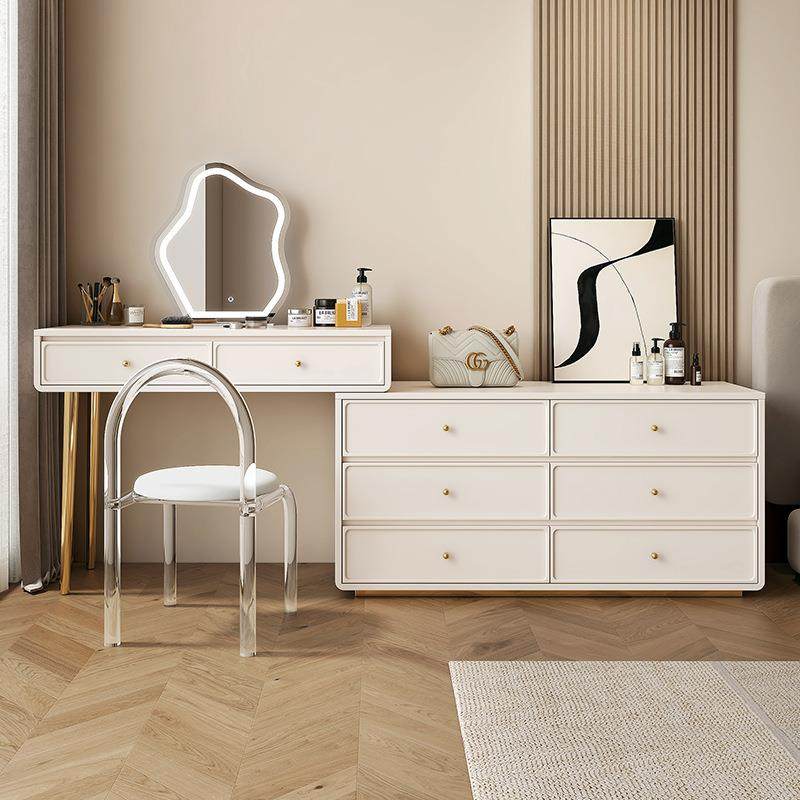 奶油风梳妆台现代简约小户型卧室家用化妆桌斗柜一体轻奢化妆台