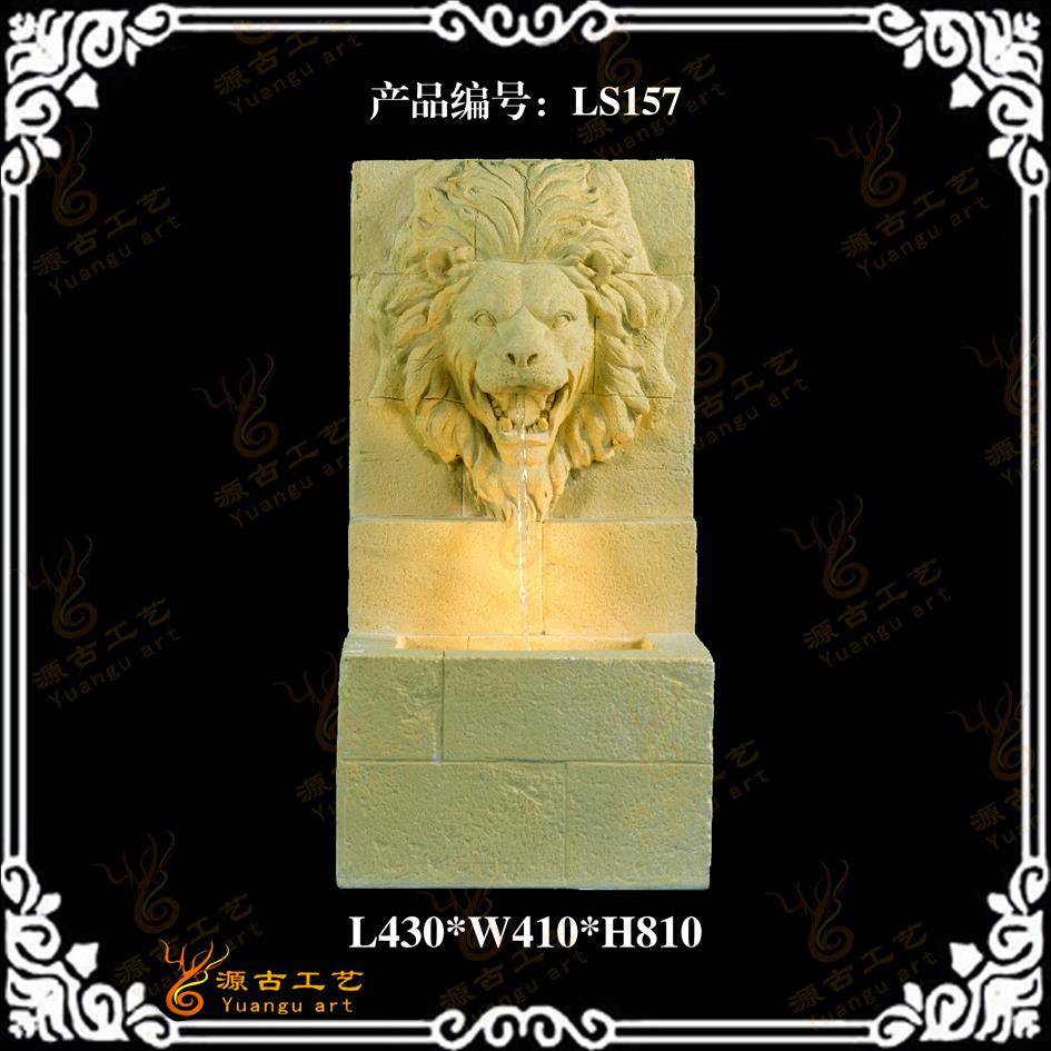 别墅阳台直角狮子头壁泉流水壁 家装阳台小水景 园林户外室内水景