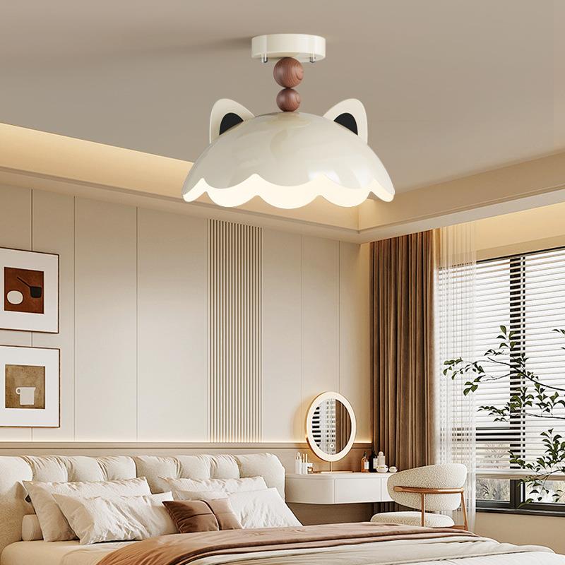 猫咪儿童房普瑞吊灯法式奶油风蛋壳卧室灯吸顶灯温馨公主房间灯具