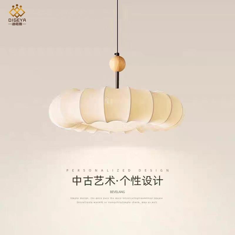 迪格雅法式中古餐厅布艺吊灯创意南洋风卧室民宿护眼南瓜装饰灯具