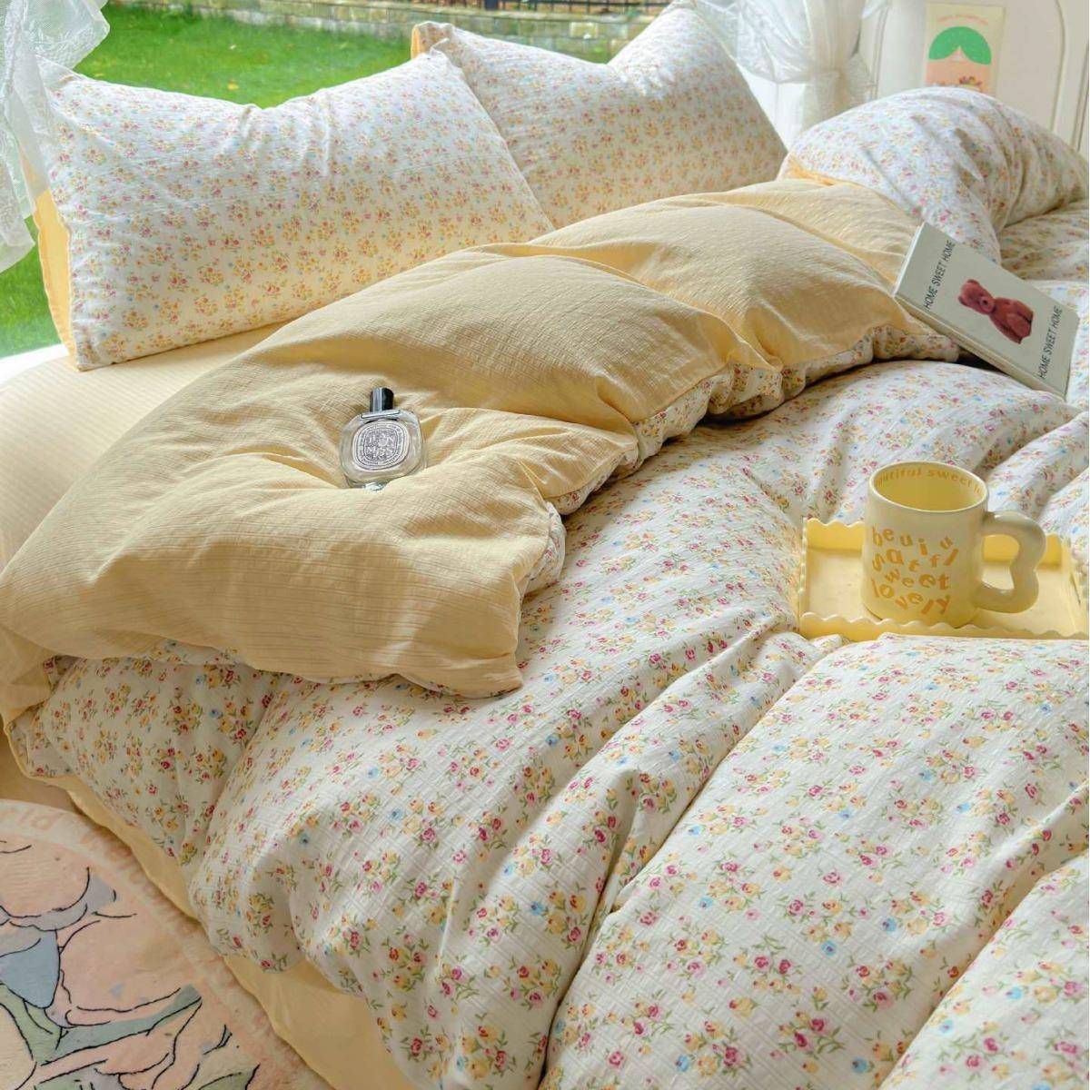 床上水洗棉四件套2025新款床单被套床品2双层纱学生宿舍3三件套