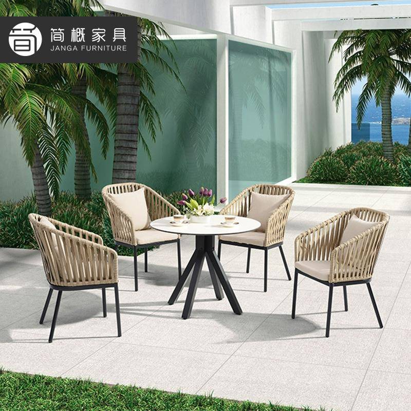 户外别墅庭院藤椅休闲阳台茶几桌椅组合酒店民宿防水防晒桌椅套装