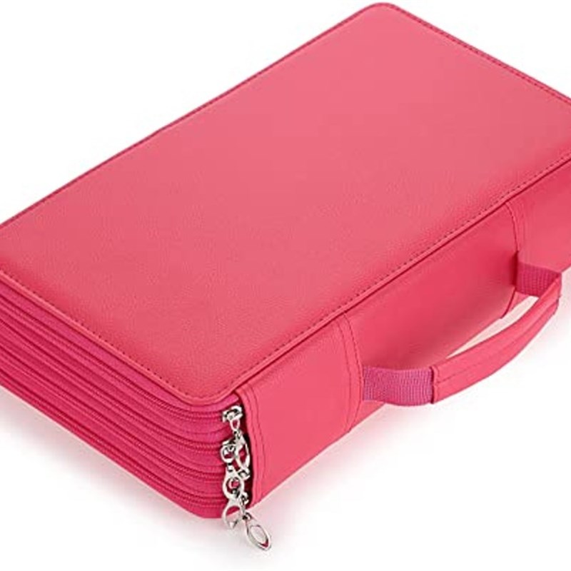 PU 皮革铅笔盒手提r大容量笔袋300孔收纳彩色铅笔水彩铅笔