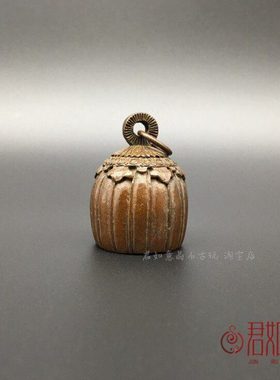 实心铜秤砣摆件 仿古旧藏南瓜铜秤砣挂件压纸铜宠茶宠铜雕件