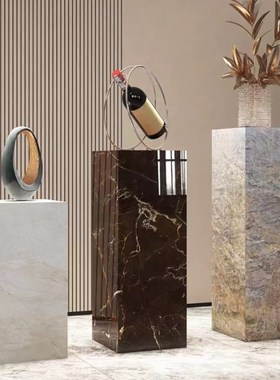 新款大理石花架落l地式花台客厅沙发旁边花几置物架大理石摆件底