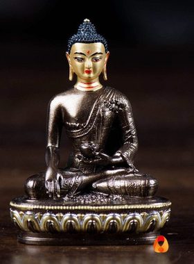 2寸释迦摩尼 佛前台湾描金描银铜释迦铜像 单座室内铜像摆件