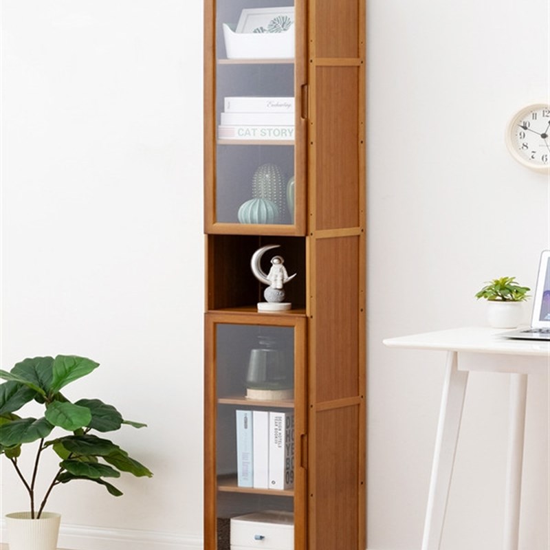 实木儿童书架落地书柜置物架客厅C简易带门书橱小学生收纳柜子特