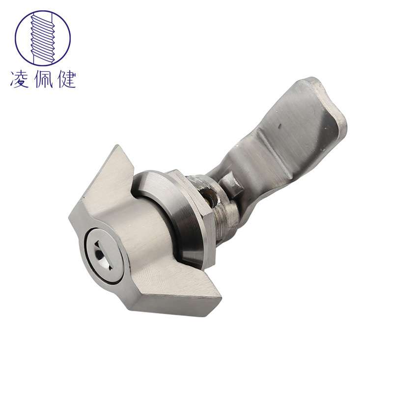 凌佩健316不锈钢旋钮锁一字锁芯手拧转舌锁 户外工业箱体机柜门锁