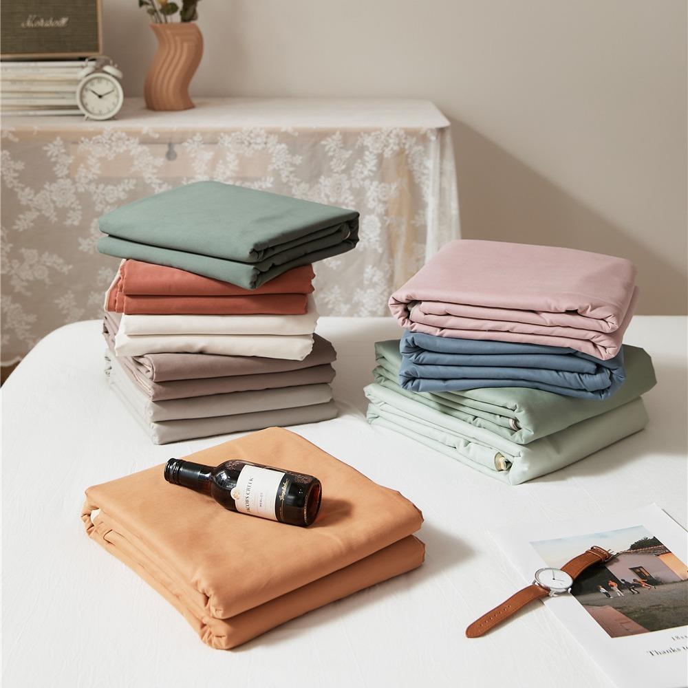 轻奢纯色贡缎磨毛单品被套床品全棉秋冬单双人加厚纯棉床单床笠