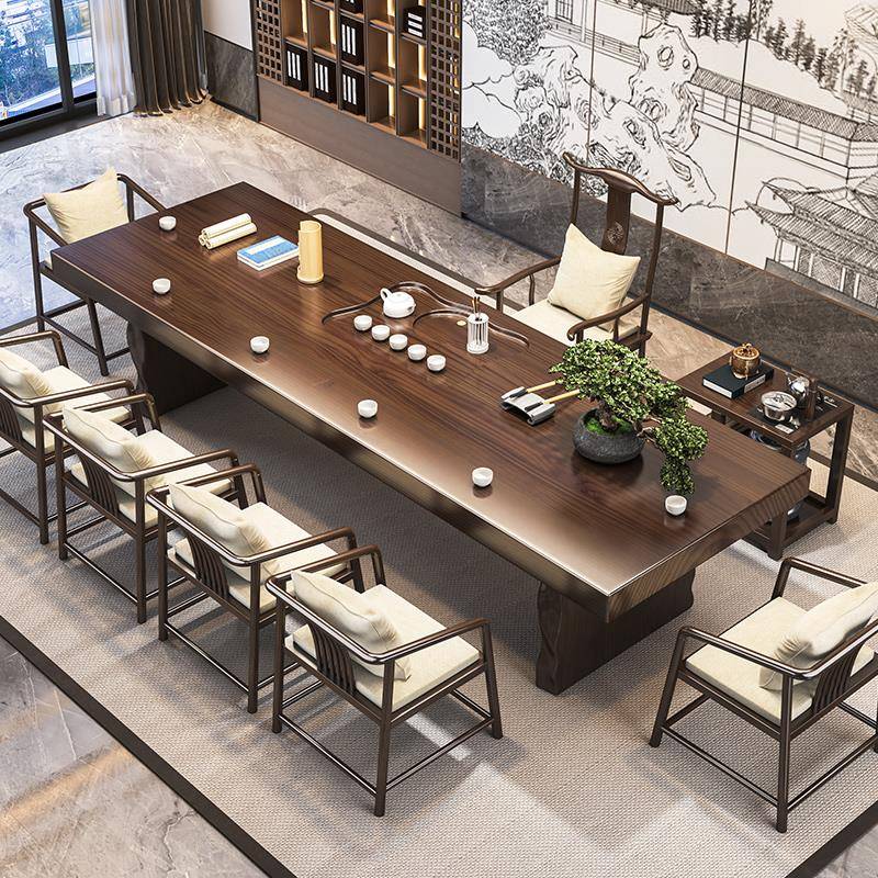 实木茶桌大板茶台现代简约功夫新中式家用客厅办公室泡茶桌椅组合