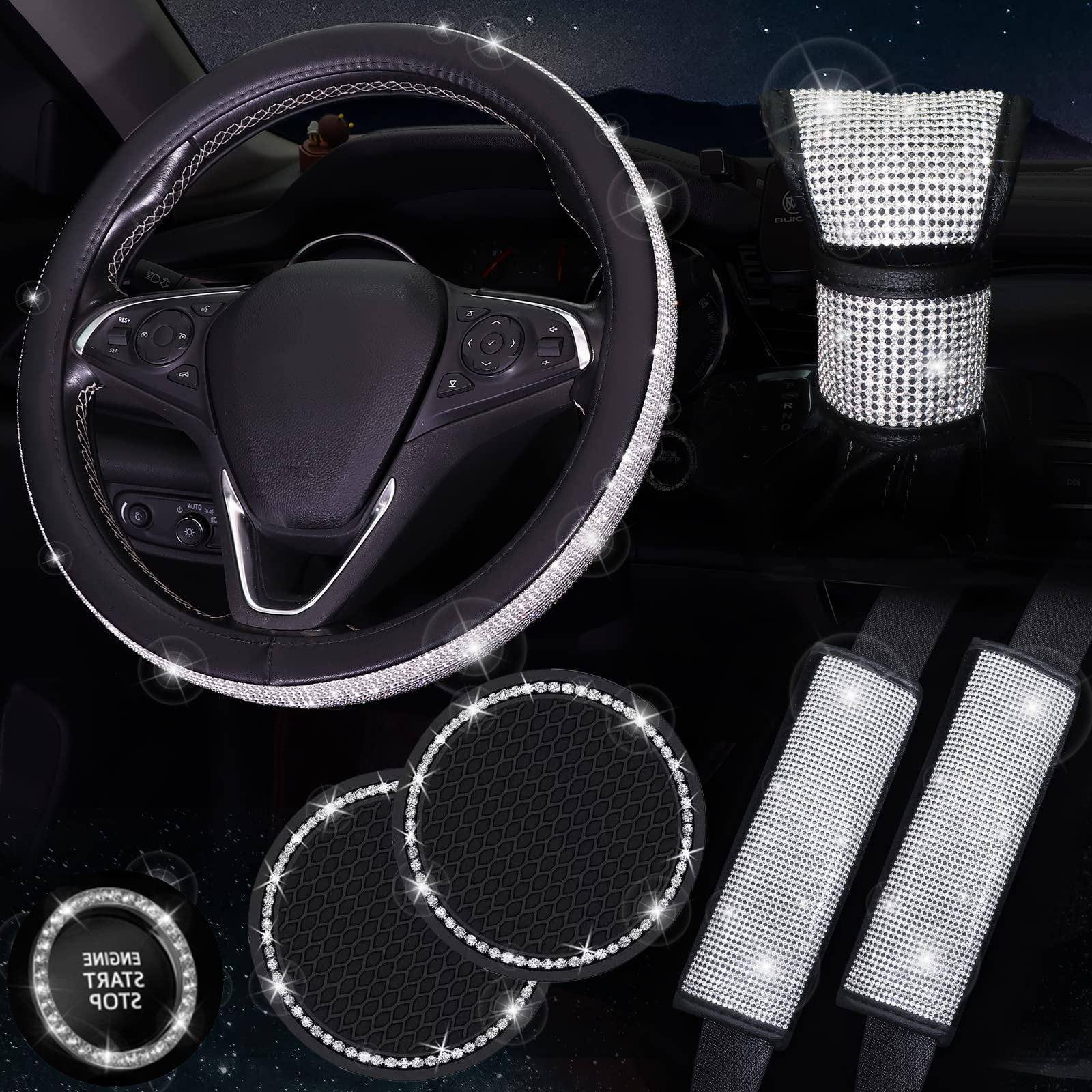 跨界车载内饰满钻镶钻手刹套排挡套安全带护肩套装汽车排挡头套饰