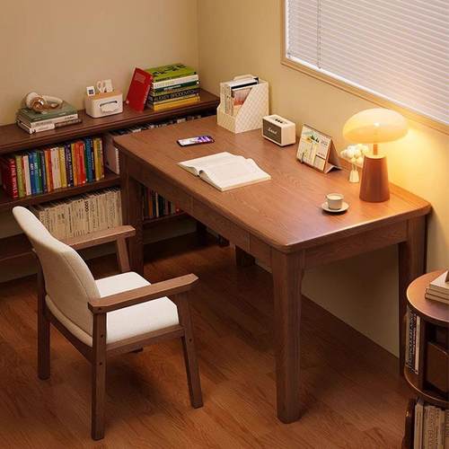 全实木书桌小户型家用学生学习写字桌电脑桌子成人办公桌现代简约