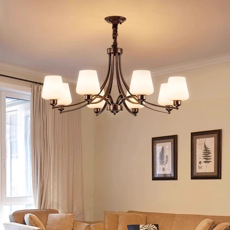 餐厅灯主卧新款吊灯客厅灯咖啡色感高级简约设计师中复古古风卧室