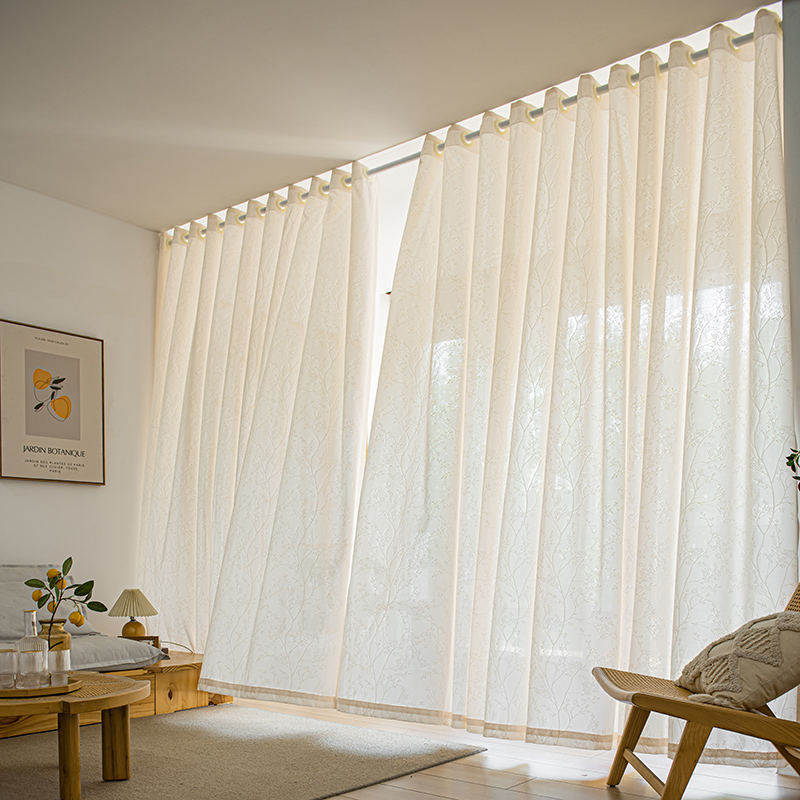 纱帘窗帘免打孔安装透光不透人隔断帘F伸缩杆一整套门帘简易遮挡