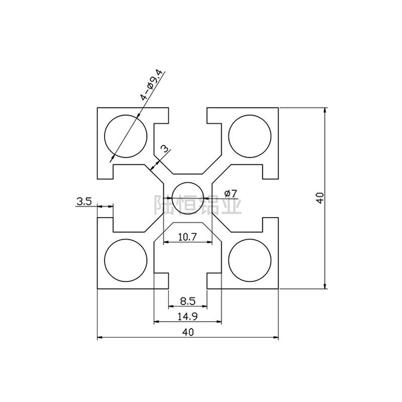 工业铝型材国标4040Wo铝型材 4040D重型设备铝合金型材 40*40方管