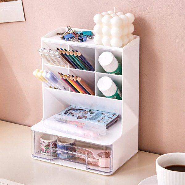 桌面收纳盒抽屉斜插式笔筒收纳盒学生公室大容量文具置物架笔桶,收纳整理,化妆箱/盒,淘宝优惠券,粉丝福利购,淘宝优惠卷