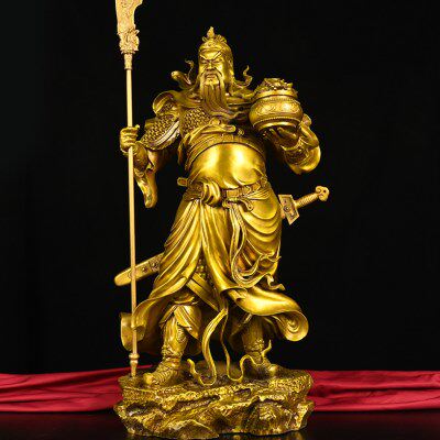 纯铜关公摆件关羽关二爷武财神人物铜像家居饰品门口玄关客厅供奉