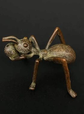纯铜紫铜实心小蚂蚁香插迷你创意茶宠小摆件壶盖托茶几装饰工艺品