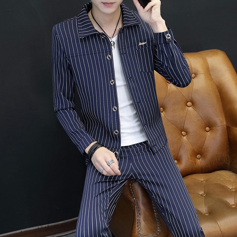 青年西服套装男韩版潮流帅气修身西服套装