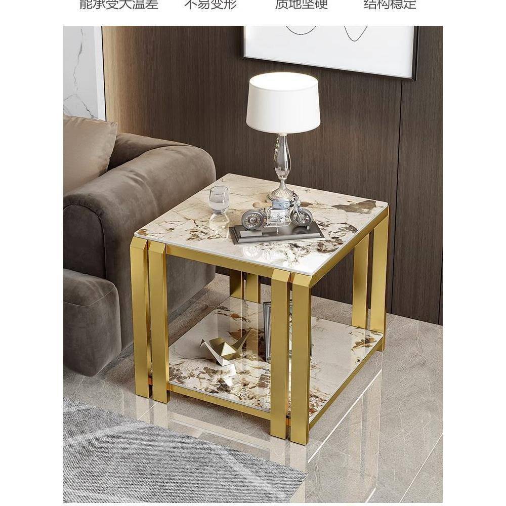 沙发边几轻奢岩板角几客厅边柜现代简约床头柜边桌极简方几小茶几