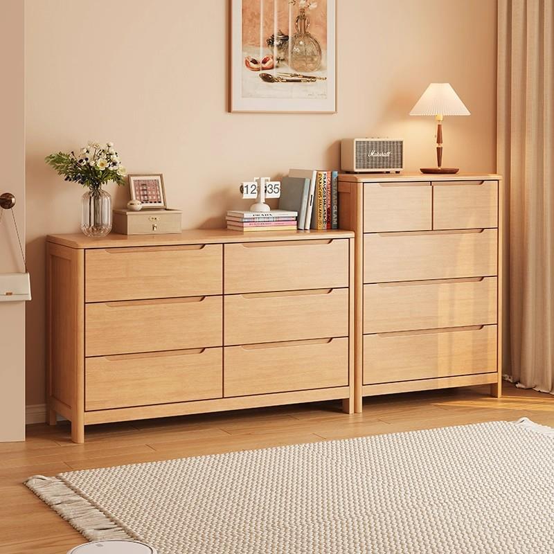 原木风实木五斗柜卧室抽屉储物收纳柜床尾柜五斗橱六斗柜客厅靠墙