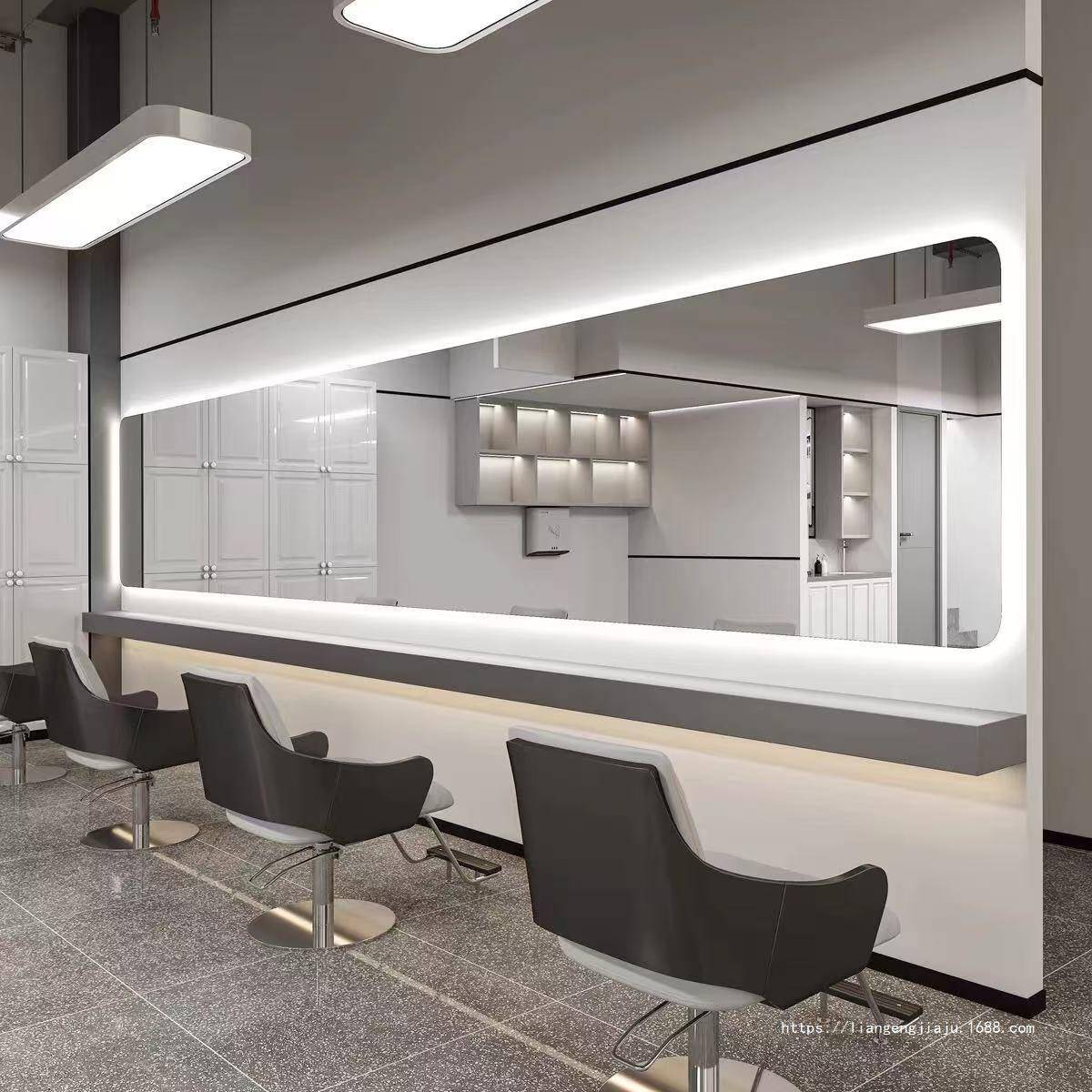 网红理发店发廊专用潮款大通镜发廊专用壁挂led发光智能镜