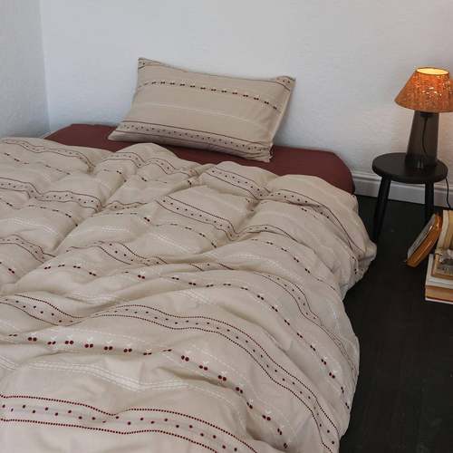 撞色律动感色织水洗棉磨毛四件套全棉加厚秋冬季保暖纯棉被套床单