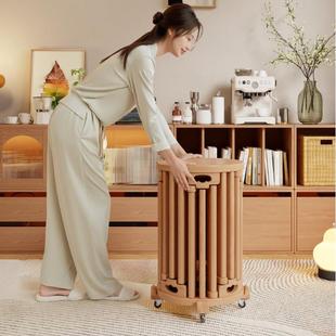 客人备用凳实木可叠放凳子家用结实耐用组合凳小户型圆凳子折叠椅