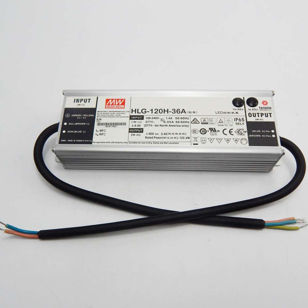 明纬LED开关电源HLG-120H-12A/15A/24A/36A/42A/48A防水亮化电源