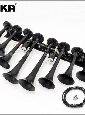 DHKA亚冠-AS097AB-D现货 12V单排八管黑色镀铬电控气喇叭货车卡车