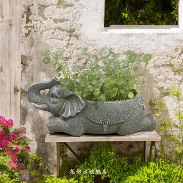 铜钱草碗莲睡莲水仙大象花盆创意仿石头无孔水培水养专用盆特大号