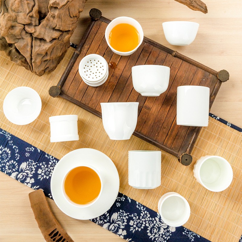 纯白色骨瓷饭店j用瓷家用陶瓷单个酒杯小茶杯水杯子酒店摆台茶水