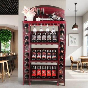 实木红酒架子落地式家用酒柜餐厅客厅高档酒柜摆件新款欧式置物架