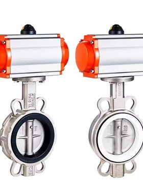 气动304不锈钢蝶阀四氟D671X/F-16P对夹式蝶阀耐酸碱阀门DN50 100