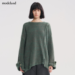 FLAT复古丝绒拼接慵懒宽松毛衣modeland买手店 MONO 设计师款