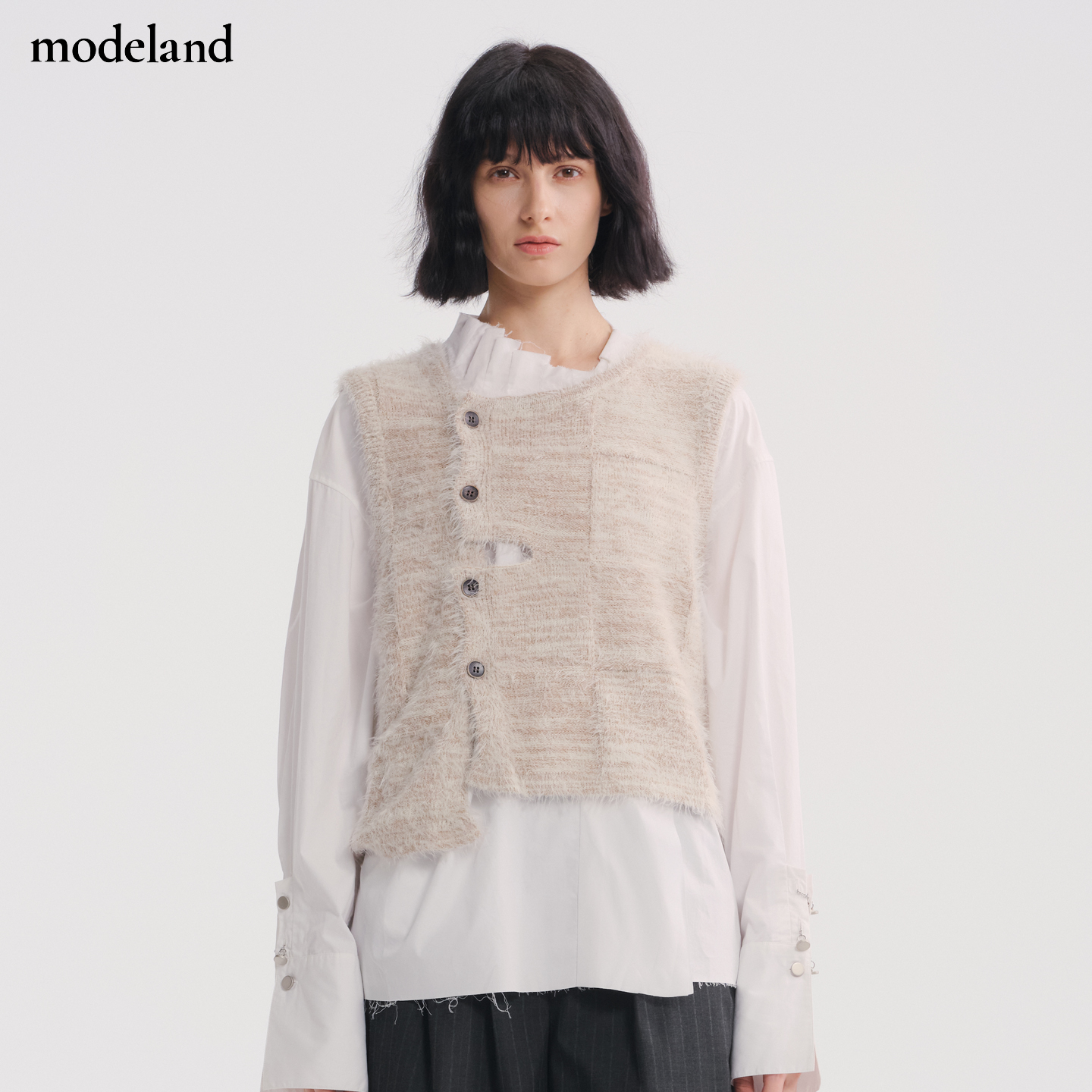 【设计款】MONO FLAT不规则开衫毛茸茸马甲软糯感modeland买手店