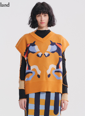 【设计师款】CYNTHIA&XIAO复古小马图案羊毛针织套头背心modeland