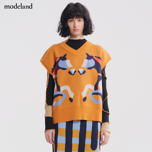 【设计师款】CYNTHIA&XIAO复古小马图案羊毛针织套头背心modeland