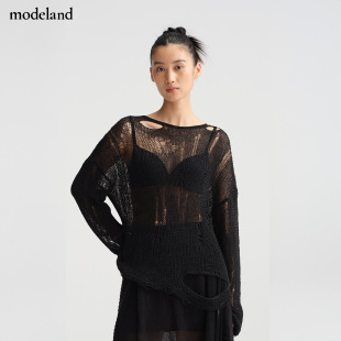 FLAT破洞针织宽松镂空长袖 MONO 上衣modeland买手店 设计师款