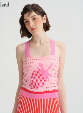 【设计师款】eli.zac甜系针织镂空草莓吊带背心modeland买手店