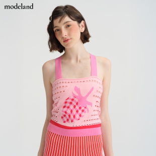 【设计师款】eli.zac甜系针织镂空草莓吊带背心modeland买手店