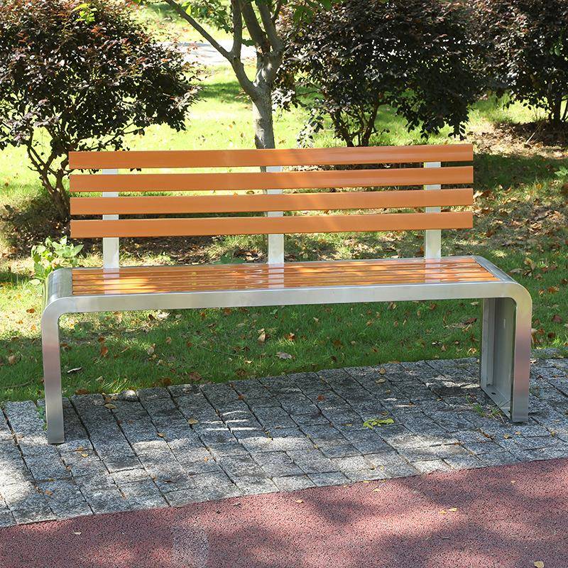 户外公园椅长椅防腐不锈钢休闲室外小区商场庭院实木长凳铁艺座椅