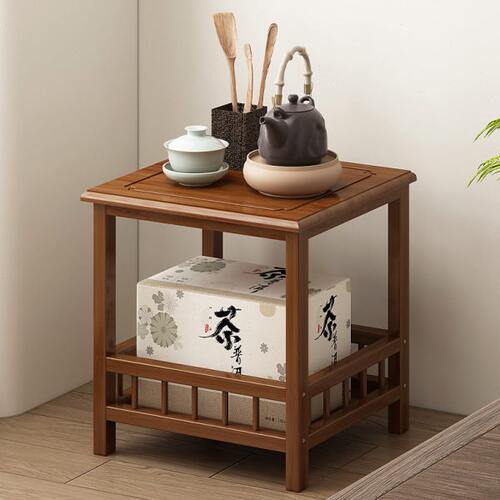 小型博古架新中式茶具置物架非实木迷你茶叶柜茶桌边几茶碗收纳架