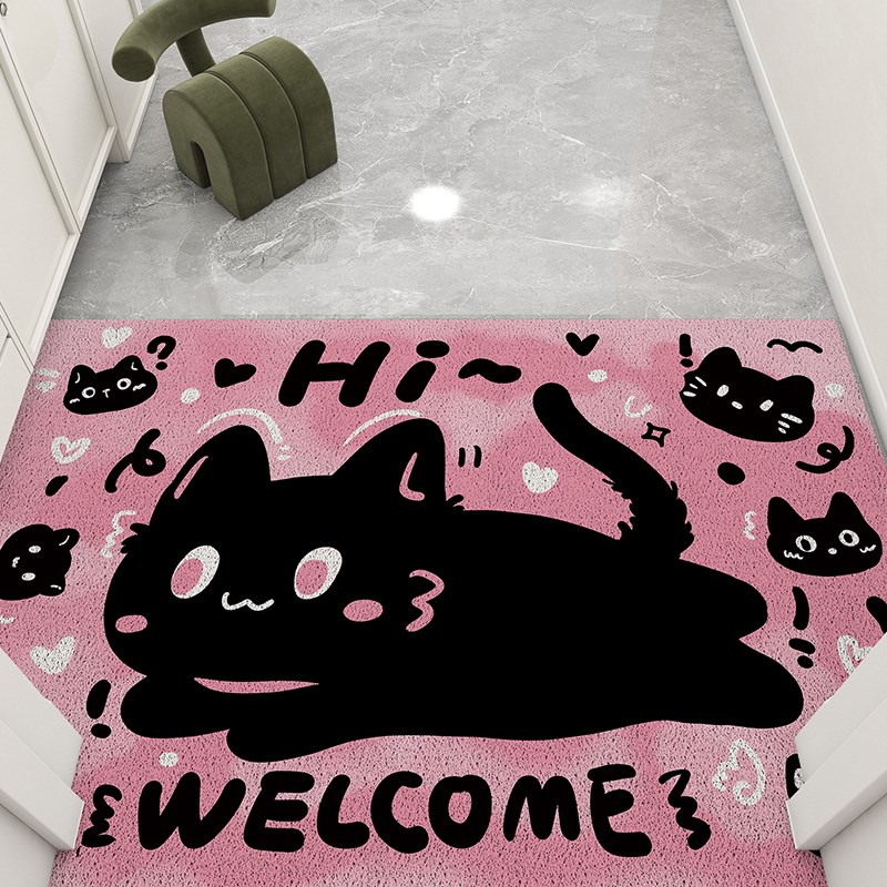 黑猫卡通入e户门地垫玄关防滑耐脏易清洗地垫可裁剪丝圈定制地垫