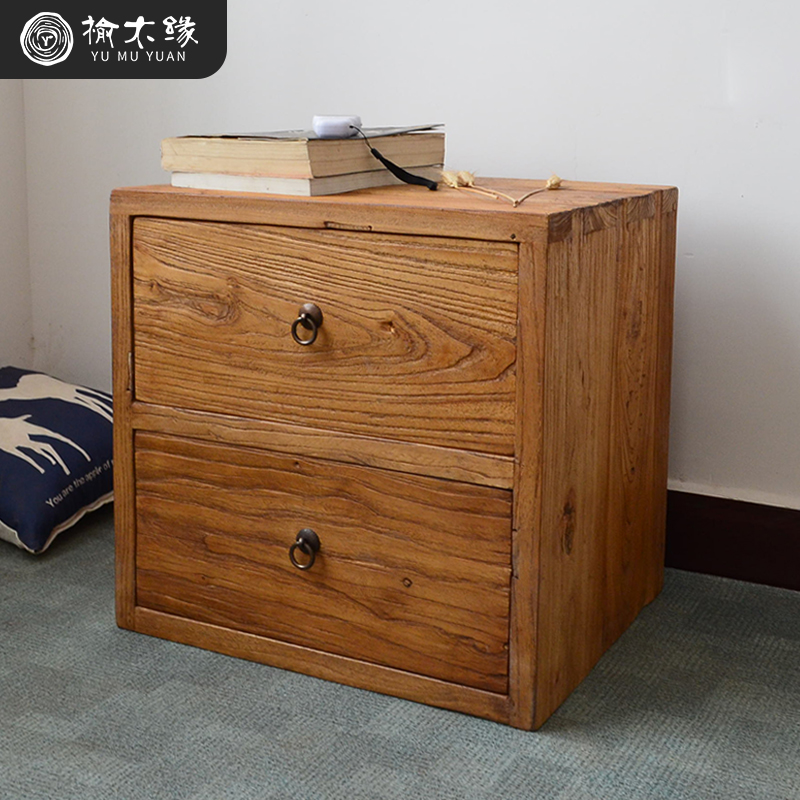 老榆木床头柜餐边柜玄关收纳柜实木中式家具旧木板柜X子复古储物