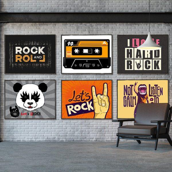 可定制个性创意摇滚乐队音乐酒吧工作室墙面装饰铆钉挂布星原旗帜